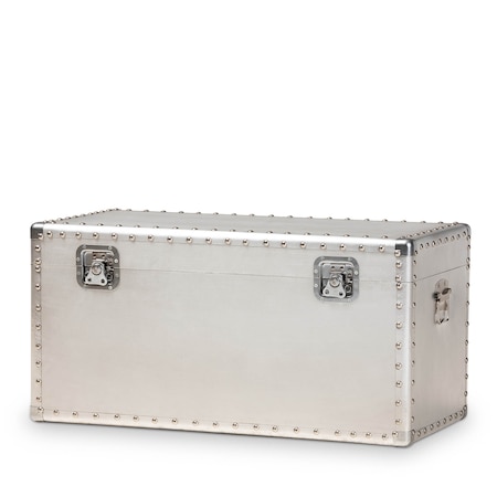 Baxton Studio Serge Silver Metal Storage Trunk 160-10246